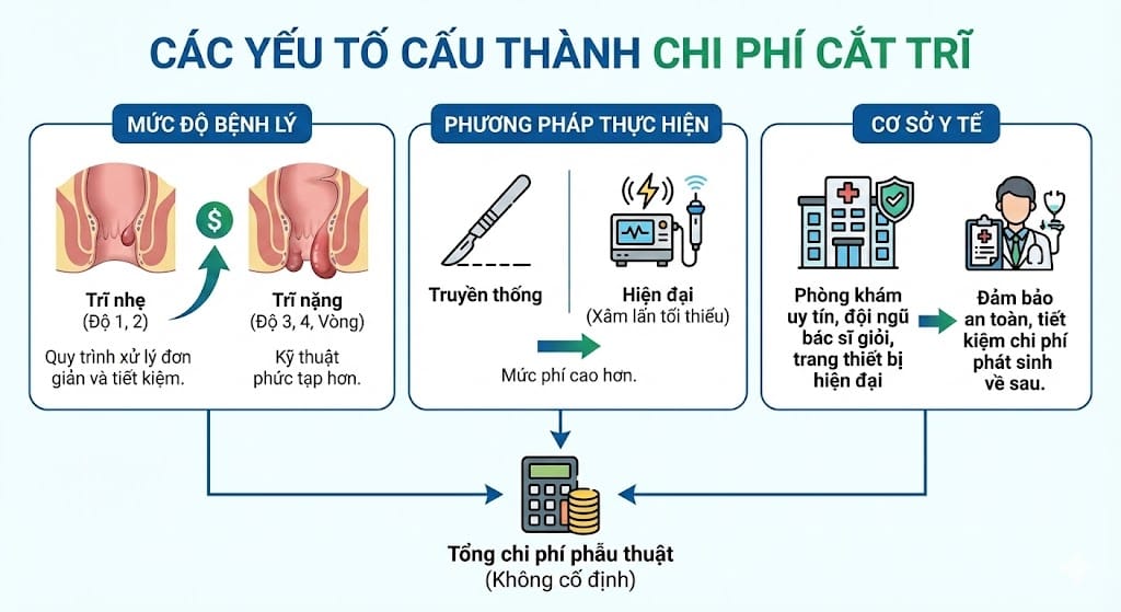 Các yếu tố cấu thành chi phí cắt trĩ